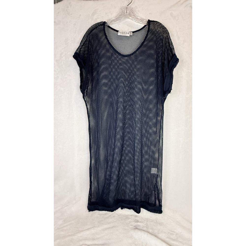 Ingear Mesh Cover Up Tunic XL Navy Sheer Beach Swim Fishnet Top